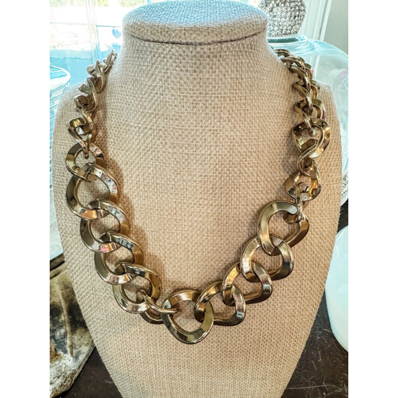 Adolfo Dominguez Jewelry - Adolfo Dominguez Designer Statement Necklace Gold tone Links 16 "